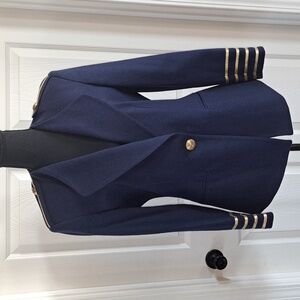 The limited Vintage Classic Military Style Navy Wool Blend Blazer Jacket Coat